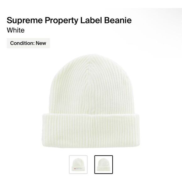 Supreme Property Label Beanie “White” - Picture 2 of 4